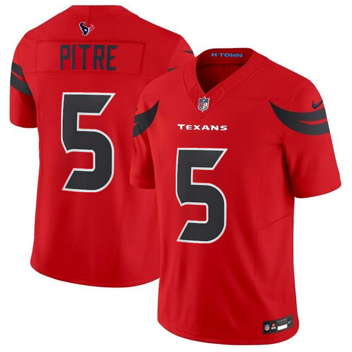 Men's Houston Texans #5 Jalen Pitre Red 2024 Alternate F.U.S.E Vapor Stitched jersey